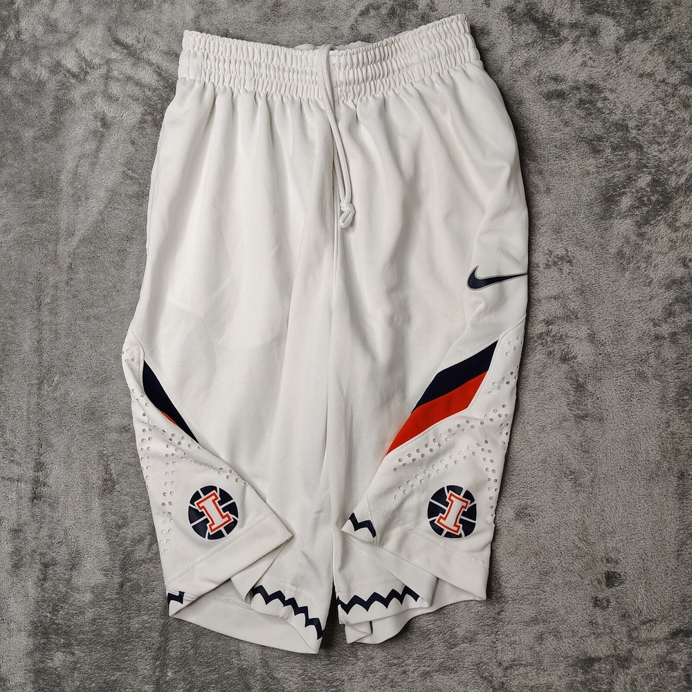 Nike Illinois Fighting Illini Basketball Shorts Mens Small White Mesh Athletic